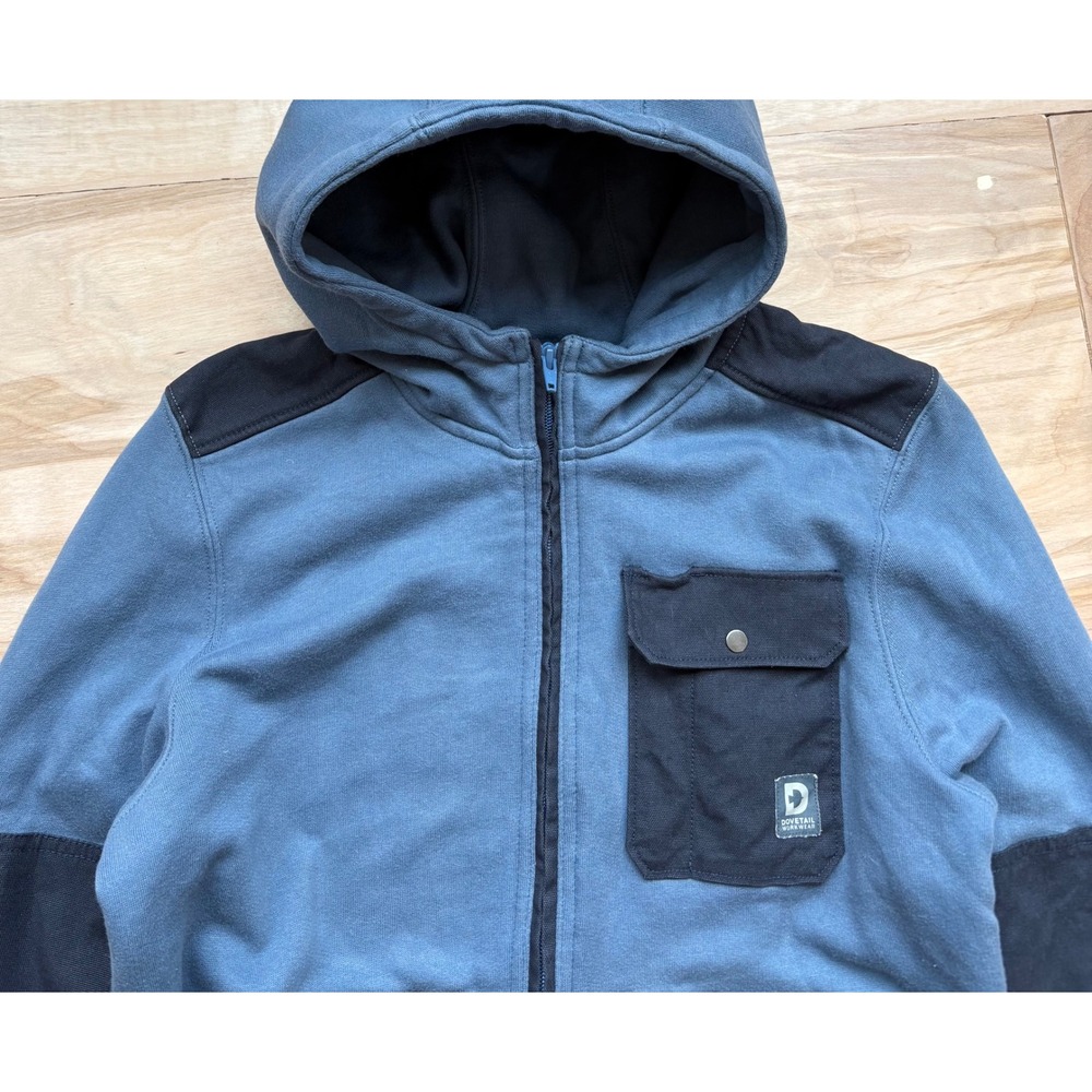 Dovetail Workwear Rugged Hoodie Blue Black Colorblock Full Zip Sweatshirt Small - Picture 4 of 9